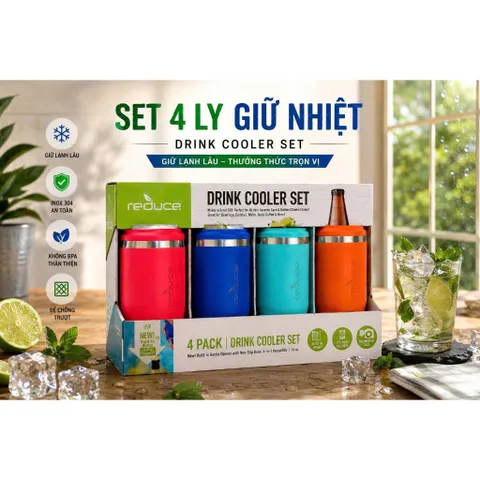 Set 4 Bình Giữ Nhiệt Giữ Lạnh Đa Năng Reduce Drink Cooler Set (Mỹ) 14oz (414ml) - Hàng Mỹ 863696