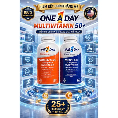 [HÀNG MỸ] Viên Uống Bổ Sung Vitamin Tổng Hợp One A Day 50+ (Lọ 300 Viên)