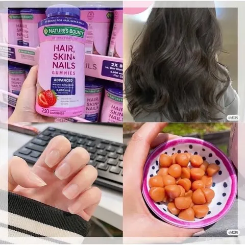 Kẹo Dẻo Nature's Bounty Hair Skin & Nails Gummies Advanced 6000mcg của Mỹ hộp 230 viên 863716