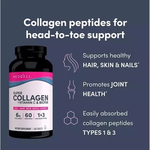 CHÍNH HÃNG MỸ VÀ MẪU MỚI Viên Uống Dưỡng Da NeoCell Super Collagen + C. 360 viên