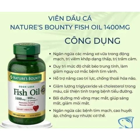 DẦU CÁ NATURE’S BOUNTY FISH OIL 1400MG 130 VIÊN CỦA MỸ