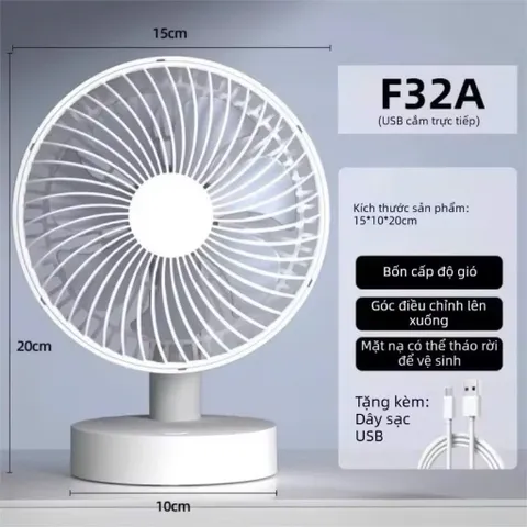 Quạt để bàn F32A , động cơ không chổi than cắm điện Usb trực tiếp , ko pin , siêu êm ái , phù hợp dùng trong phòng. 863860