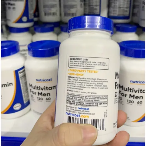 Viên uống Nutricost Multivitamin For Men |120 viên| Hỗ trợ các chuyển hóa sinh hóa & thể chất đặc thù của nam giới [SP Chuẩn Mỹ không tem]