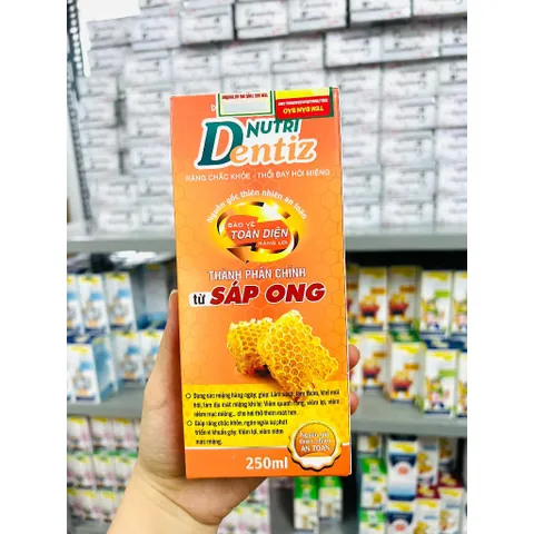 Súc miệng Nutri Dentiz - giảm sâu răng, hôi miệng, nhiệt miệng - Từ Sáp ong trầu không - chai 250ml Nutridentiz