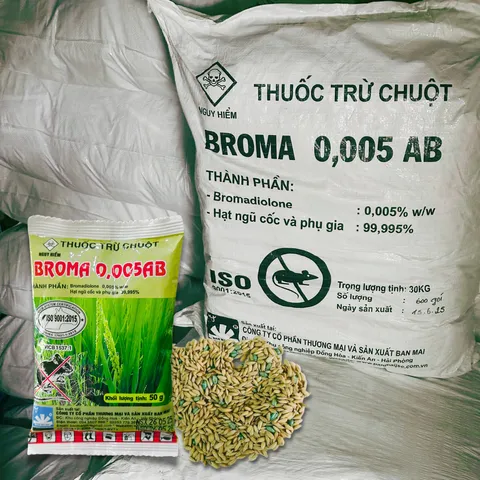 100 Gói Diệt Chuột Sinh Học Broma Trộn sẵn 50g- Kiểm soát chuột trong nhà ngoài đồng ruộng