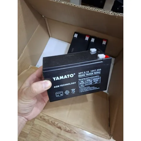 Bình sạc 12V7.5Ah YAMATO Nhật Bản, bộ cấp nguồn 12V dùn cho loa kéo, UPS,  quạt tích điện, an toàn