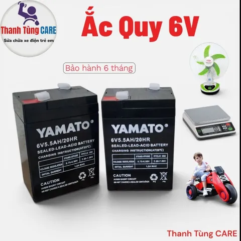 Ắc quy xe điện trẻ em 6V5.5Ah YAMATO Nhật Bản, Nguồn cho cân điện tử, quạt tích điện 6V