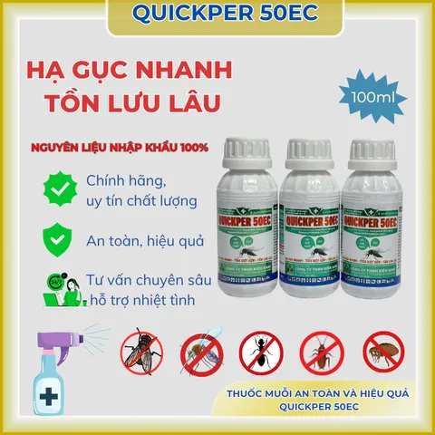 Thuốc muỗi Quickper 50ec dung tích 100ml 2 thành phần- hạ gục nhanh, tồn lưu lâu, có thêm 2% trợ lực