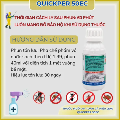 Thuốc muỗi Quickper 50ec dung tích 100ml 2 thành phần- hạ gục nhanh, tồn lưu lâu, có thêm 2% trợ lực