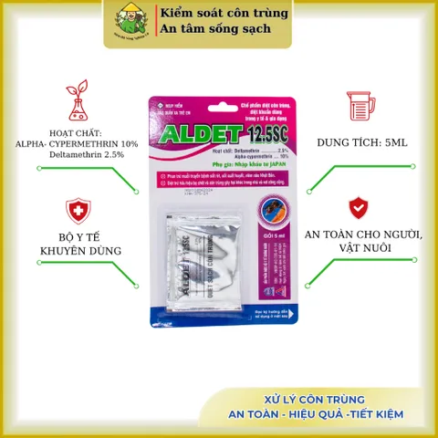[Combo 10 vỉ] Aldet 12.5SC không mùi gồm 2 thành phần, xử lý cuốn chiếu, muỗi, kiến, gián,.. vỉ 5ml