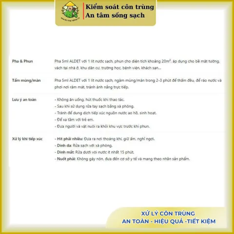 [Combo 10 vỉ] Aldet 12.5SC không mùi gồm 2 thành phần, xử lý cuốn chiếu, muỗi, kiến, gián,.. vỉ 5ml