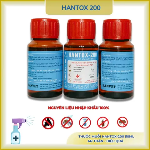 Hantox-200 kiểm soát muỗi, ruồi, nhặng,... xử lý rận, ve, bọ chét- dung tích 50ml(chính hãng) 864726