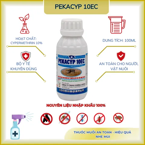 Thuốc diệt muỗi, côn trùng Pekacyp 10EC (Chai 100 ml) sử dụng, diệt muỗi trong y tế