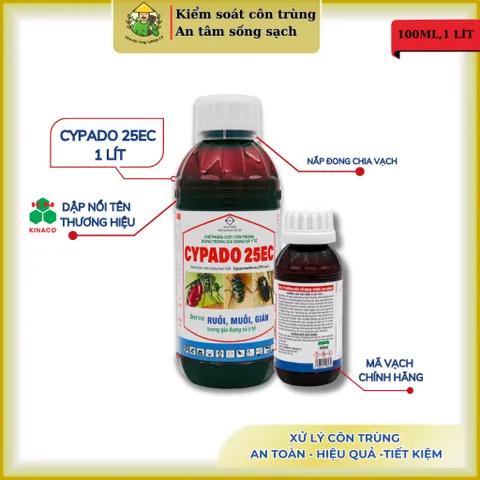 Cypado 25ec - Chế phẩm xử lý côn trùng ruồi, muỗi, kiến, gián... với 25% cypermethrin - 100ml, 1 lít