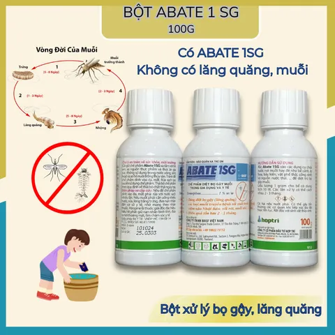 Abate 1SG- Bột Abate 1sg diệt bọ gậy, lăng quăng, muỗi- chai 100g
