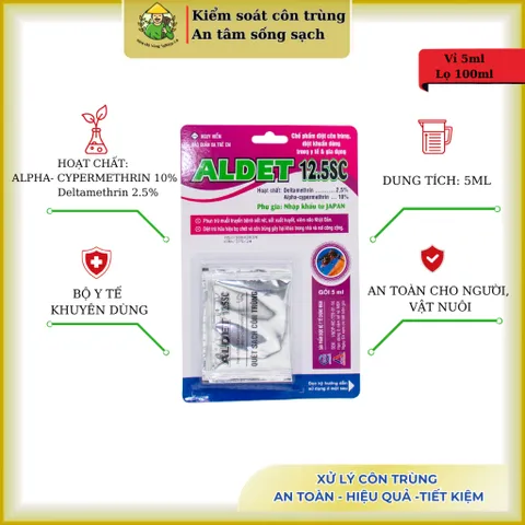 Combo xử lý côn trùng: vỉ Aldet 5ml và lọ Quickper 50ec 100ml, xử lý bọ chét, mạt gà, muỗi,..tồn lưu