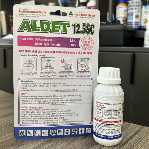 Combo xử lý côn trùng: vỉ Aldet 5ml và lọ Quickper 50ec 100ml, xử lý bọ chét, mạt gà, muỗi,..tồn lưu