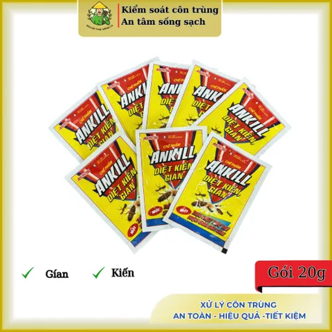 [10 gói 20g] thuốc kiến Ankill 20g- Gói bột xử lý kiến, gián với thành phần cypermethrin- chính hãng