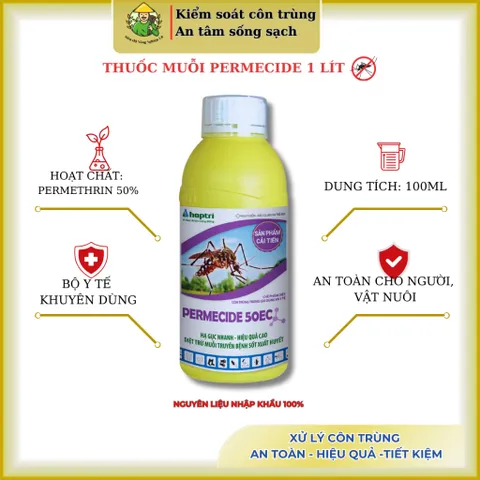 [Cải tiến] Permecide 50ec chai 1 lít, kiểm soát muỗi, bọ đậu đen & côn trùng, hạ gục nhanh, nhẹ mùi