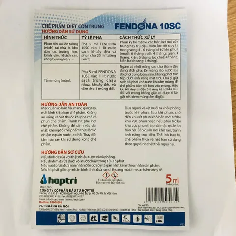 Fendona 10SC - Thuốc diệt côn trùng ruồi muỗi kiến gián.... vỉ nhỏ 5ml