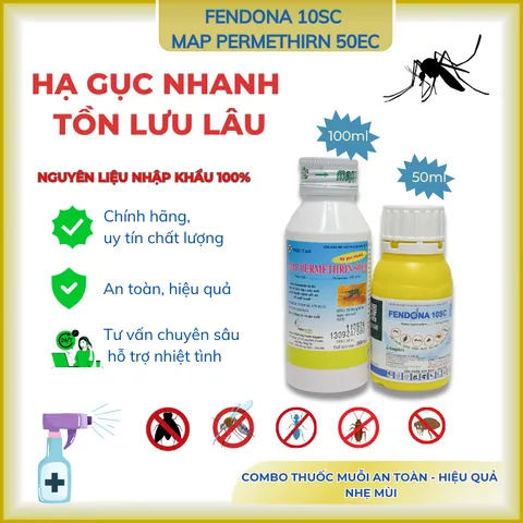 Combo sản phẩm diệt muỗi, côn trùng Fendona 10sc 50ml và Map Permethrin 50ec 100ml