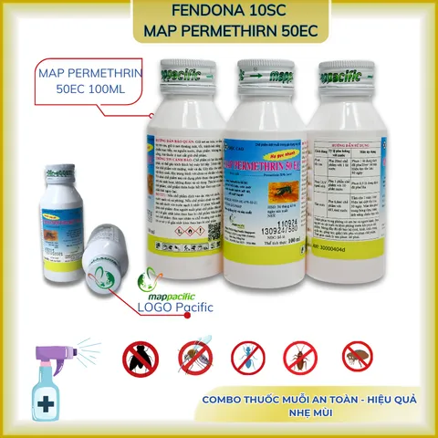 Combo sản phẩm diệt muỗi, côn trùng Fendona 10sc 50ml và Map Permethrin 50ec 100ml