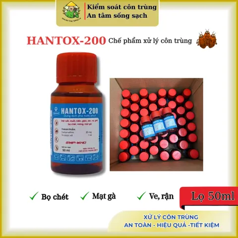 [Combo 50 lọ] Hantox-200 lọ 50ml – Xử lý bọ chét, mòng gà, mạt gà, ve rận chó mèo & gia cầm