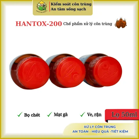 [Combo 50 lọ] Hantox-200 lọ 50ml – Xử lý bọ chét, mòng gà, mạt gà, ve rận chó mèo & gia cầm