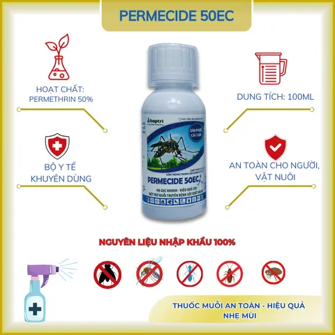 Thuốc muỗi cải tiến Permecide 50ec, thuốc diện muỗi, côn trùng trợ lực mạnh mẽ dung tích 100ml