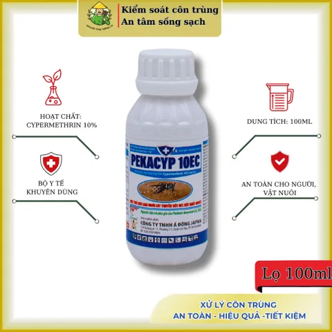 [10 lọ] Pekacyp 10ec chai dung tích 100ml, kiểm soát muỗi và côn trùng, cypermethrin 10%- nhẹ mùi
