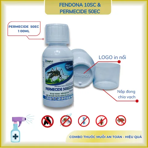 [Combo cải tiến] Fendona 10SC 50ml và Permecide 50EC 100ml diệt côn trùng, ruồi, muỗi,... tặng 2 bd