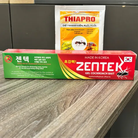 Combo xử lý kiến và gián: 1 tuýp zentek 35g thức ăn của gián Đức và 2 gói bột Thiapro 10g xử lý kiến
