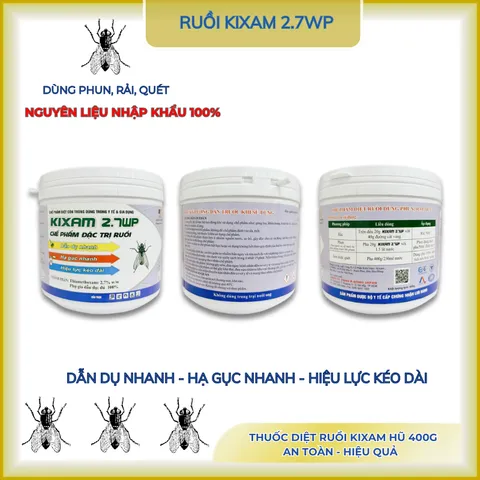 Ruồi Kixam 2.7wp, thuốc ruồi, bả ruồi, nhặng phụ gia dẫn dụ hạ gục nhanh- Hũ 400g(chính hãng)