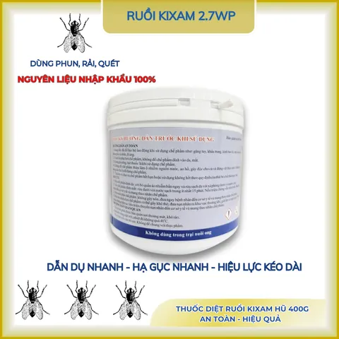 Ruồi Kixam 2.7wp, thuốc ruồi, bả ruồi, nhặng phụ gia dẫn dụ hạ gục nhanh- Hũ 400g(chính hãng)