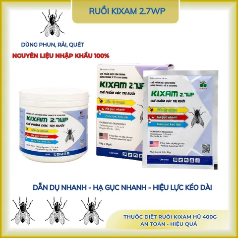 Ruồi Kixam 2.7wp, thuốc ruồi, bả ruồi, nhặng phụ gia dẫn dụ hạ gục nhanh- Hũ 400g(chính hãng)