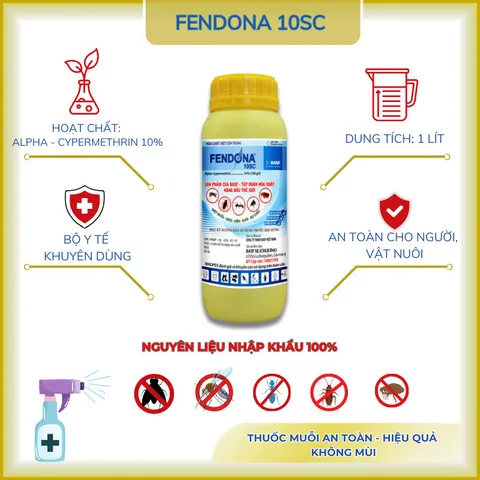Thuốc muỗi Fendona 10SC 1 lít, diệt côn trùng, đuổi gián, diệt ruồi kiến, bọ chét (chính hãng)