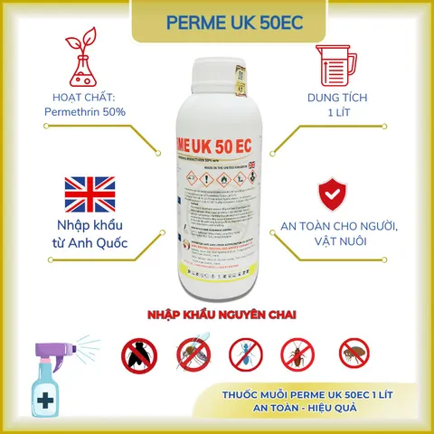PermeUK 50Ec thuốc muỗi, côn trùng- nhập khẩu nguyên chai từ Anh Quốc- dung tích 1 lít(chính hãng)