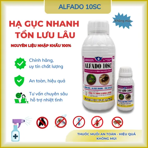 Alfado 10SC- thuốc diệt ruồi, muỗi, kiến ba khoang, gián, rận, ve, bọ chét không mùi- 100ml, 1lít