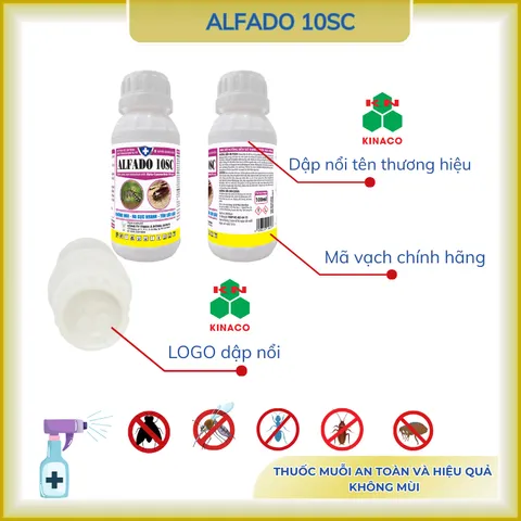 Alfado 10SC- thuốc diệt ruồi, muỗi, kiến ba khoang, gián, rận, ve, bọ chét không mùi- 100ml, 1lít