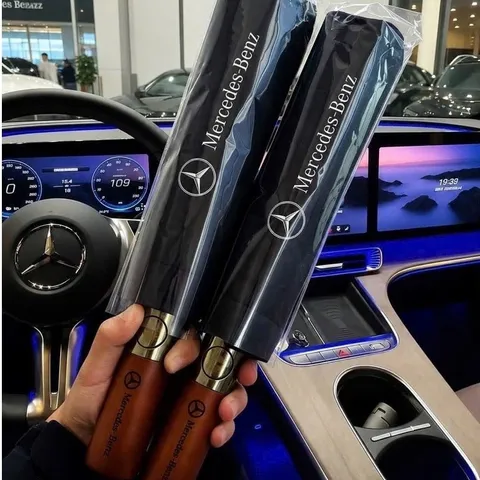 Dù / Ô Tự Động 3 Nấc Gấp Gọn In Logo Mercedes-Benz Sang Trọng, Chống Nước, Chống Tia UV, Phụ Kiện Ô Tô Cao Cấp