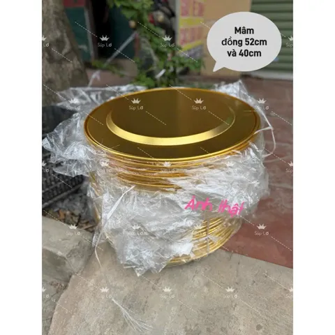 Mâm Nhôm Mạ Vàng Công Nghệ Nano Nhật Bản - Phụ Kiện Thờ Phượng Đa Năng Đường Kính 42-52cm