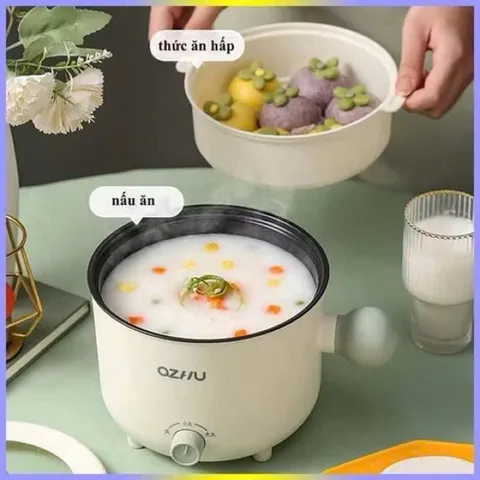 Nồi Lẩu Điện Mini Đa Năng 1.8L - Ca Nấu Mì Ozhu/Yueslila, 600W, Tặng Kèm Giá Hấp Tiện Lợi 864951