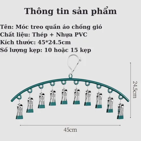 Móc Treo Đồ Lót, Tất Vớ Có Khóa Chống Gió - Chống Trượt Với 10 Bộ Ghim Giữ 865049