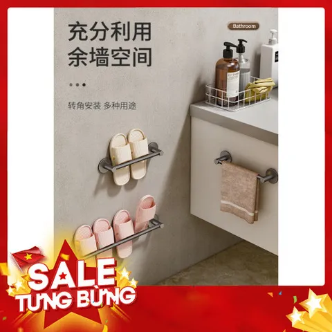 Giá để dép, treo khăn dán tường vắt khăn đơn đa năng chất liệu nhôm không gỉ 865147