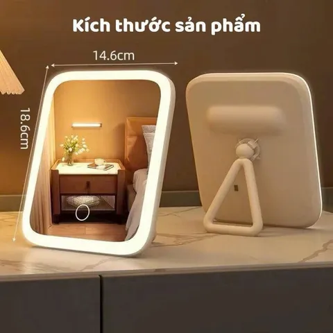 Gương Trang Điểm LED Để Bàn Cảm Ứng - 3 Chế Độ Sáng, Xoay 360 Độ 865221