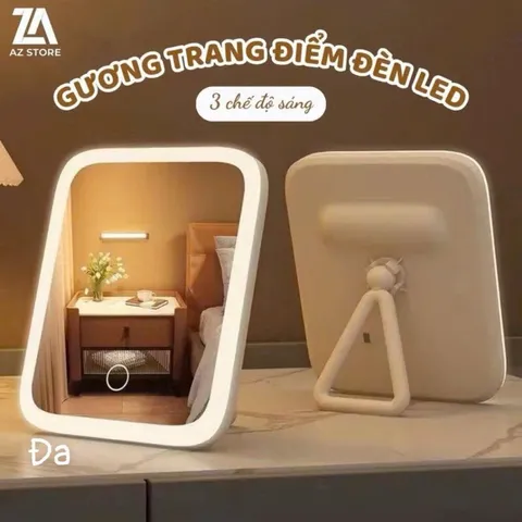 Gương Trang Điểm LED Để Bàn Cảm Ứng - 3 Chế Độ Sáng, Xoay 360 Độ 865221