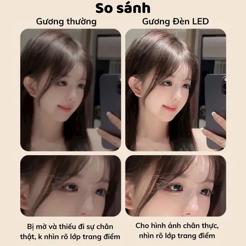 Gương Trang Điểm LED Để Bàn Cảm Ứng - 3 Chế Độ Sáng, Xoay 360 Độ 865221