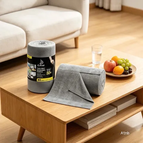 cuộn 20 khăn lau đa năng  25x25cm thấm hút tốt có thể giặt tái sử dụng 865523