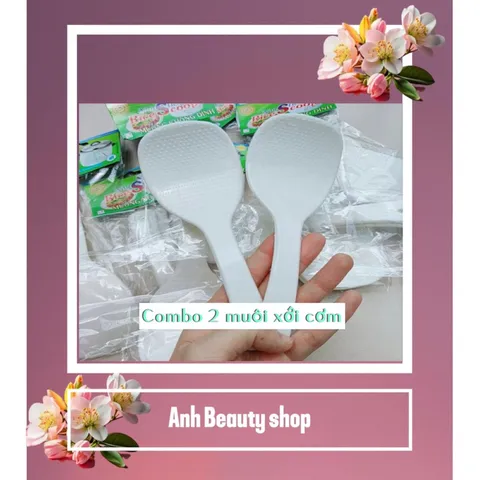 Combo 02 Muôi xới cơm sần chống dính nhựa cao cấp chịu nhiệt tốt, muôi cơm canh nhựa