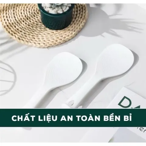Combo 02 Muôi xới cơm sần chống dính nhựa cao cấp chịu nhiệt tốt, muôi cơm canh nhựa